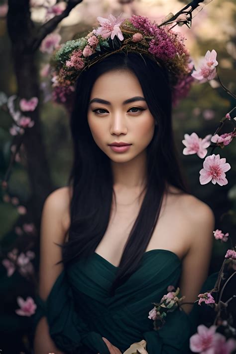 Mellys Generate A Set Of Realistic Images Featuring A Woman Of Asian Descent Radiating Beauty
