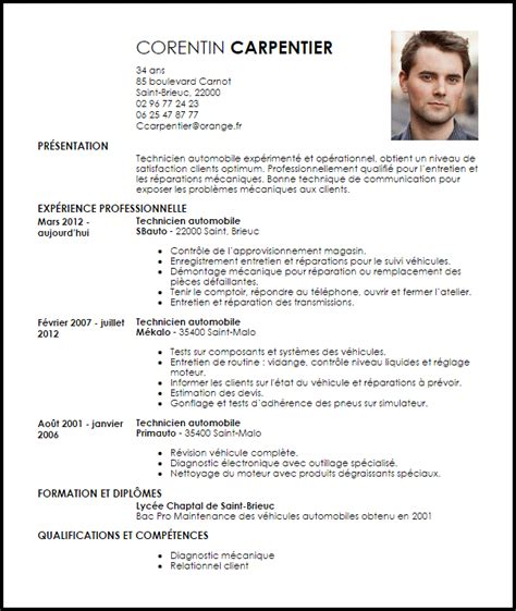 Example job description for a mechanic: Cv Mécanicien Auto