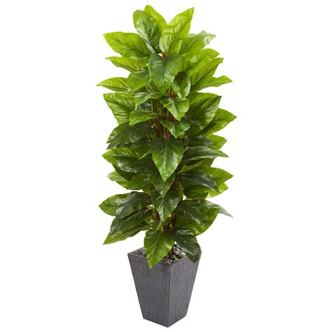 Nearly Natural 5 Ft Large Leaf Philodendron Artificial Plant In Slate