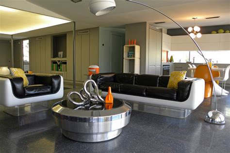 Futuristic Living Room With Black Leather Sofa 5840 House Decoration