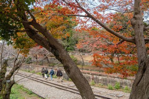 Keage Incline Railroad With Autumn Maple In Kyoto Japan Editorial