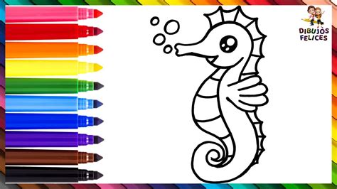 Cómo Dibujar Un Caballito De Mar 🌊🐴 Dibuja Y Colorea Un Lindo Caballito