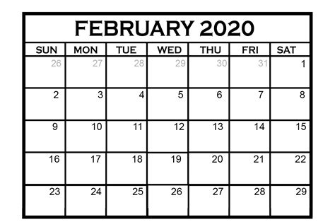 February 2020 Calendar PDF, Excel Sheet | Free Printable Calendar