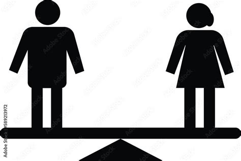 Man Equal To Woman On A Scale Gender Equality Concept Design Vector