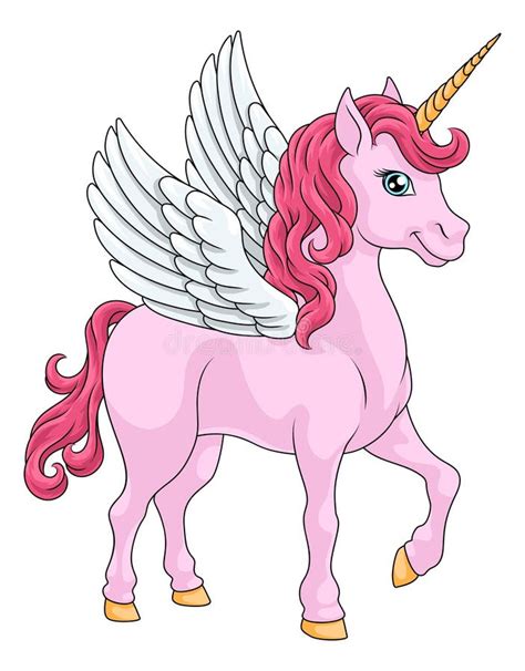 Unicorn Pegasus Wings Horn Horse Animal Cartoon Stock Illustration