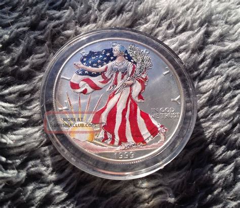 Rare 1999 1 Oz Painted Silver American Eagle 999 Pure Bullion 1oz Fine