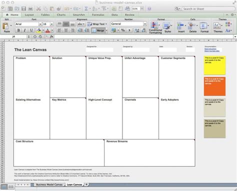 Business Model Canvas Template Excel ~ Addictionary