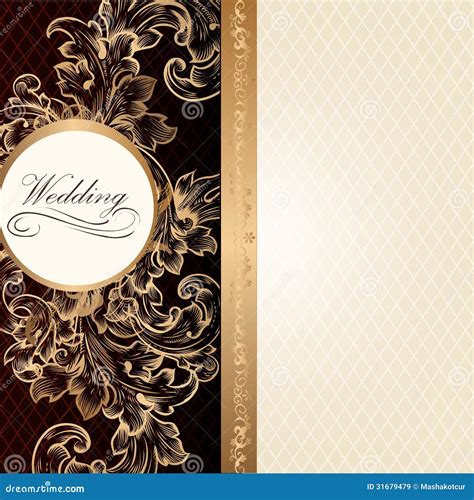 Luxury Wedding Invitation Card In Retro Style With Vintage Ornament