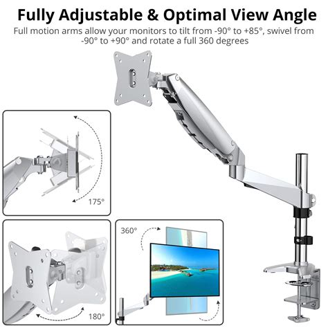Atumtek Single Monitor Desk Mount Stand Height Adjustable Aluminium