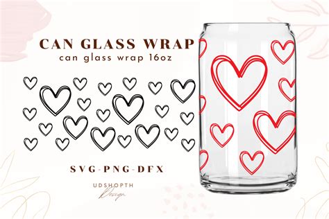 Hearts Can Glass Wrap SVG,Valentine Svg Gráfico por UDShopTHDesign