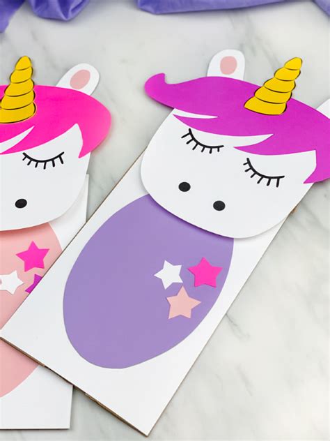 Unicorn Paper Bag Puppet Craft For Kids Free Template