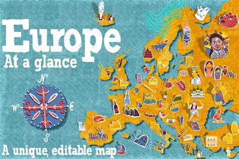 Illustrated Map Of Europe Custom Designed Illustrations Creative Market