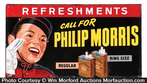 Antique Advertising Philip Morris Refreshments Sign • Antique Advertising
