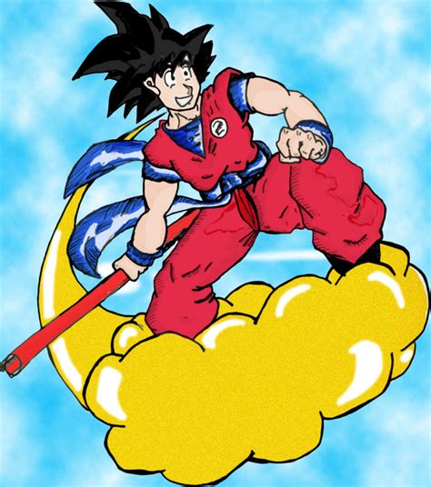 Goku On Nimbus By Dbz Man On Deviantart