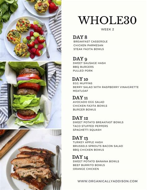 Whole30 Meal Plan Week 2 Organically Addison