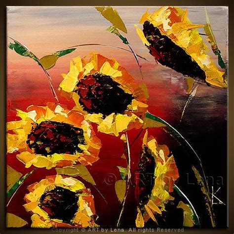 Five Sunflowers ⋆ Art By Lena Sunflower Art Painting Flower Painting