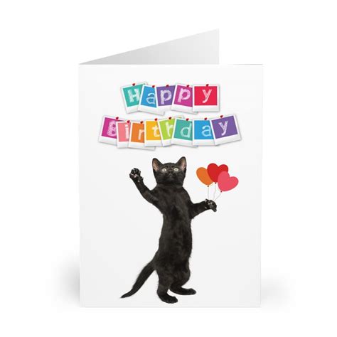 Buy Happy Birthday Card With Cats Black Cat Birthday Card And Envelope