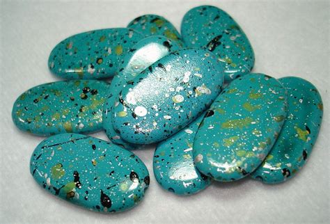 Turquoise Blue Speckled Flat Oval Acrylic 28x15mm Beads Qty Etsy