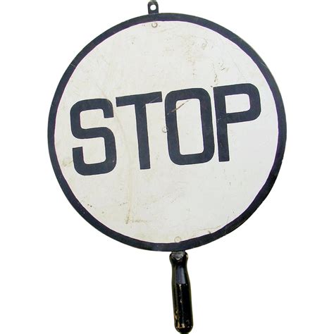 Vintage Railroad Crossing Flagman Stop Hand Held Traffic Warning Sign