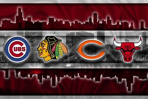 Chicago Sports Teams Poster Chicago Cubs Bulls Blackhawks White Sox