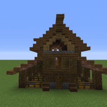 A large medieval barn made out of oak, dark oak, oak wood slabs and stone bricks. Medieval Stable - Blueprints for MineCraft Houses, Castles ...