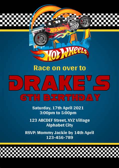 Copy Of Hot Wheels Birthday Invitation Postermywall