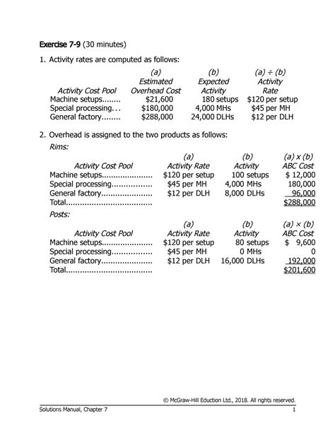 Practice Question Answers Chapter 7 Abc 2 Exercise 7 9 30 Minutes Activity Rates Are