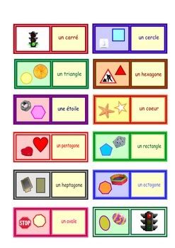 French Shapes Loop Cards . Small size cards .One A4 page . | TpT
