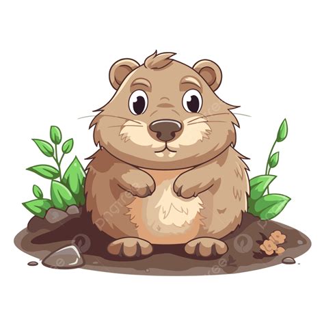 Groundhog Clipart Vector, In The Style Of Harmony With Nature Cartoon