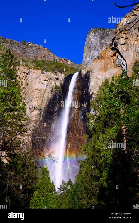Yosemite Bridalveil Fall Waterfall National Park California Stock Photo