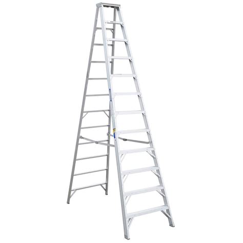 Werner 12 Ft Aluminum Step Ladder With 375 Lb Load Capacity Type Iaa