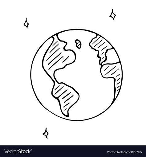 Doodle Globe Icon Hand Drawn Earth Royalty Free Vector Image