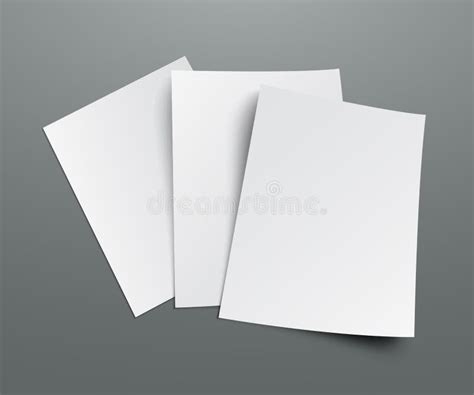 Three Blanks Of Paper With Shadows Lie On A Gray Background A4 Paper