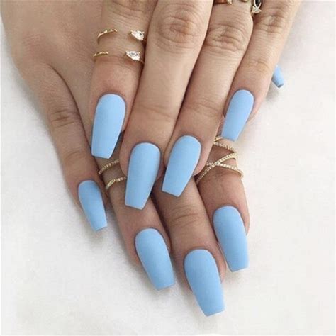 Blue Fake Nail Long Nails With Glue For Women Prosts