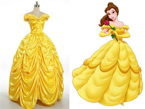 Disney Beauty And The Beast Cosplay Belle Costume Yellow Ball Gown