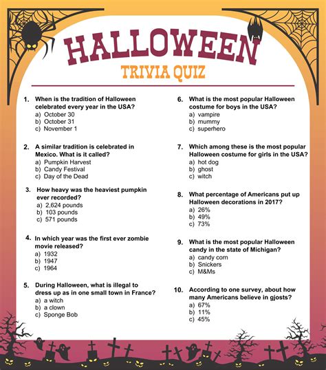 Free Halloween Trivia Printables Printable World Holiday