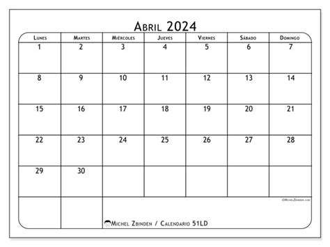 Calendario Abril De 2024 Para Imprimir “45ld” Michel Zbinden Py