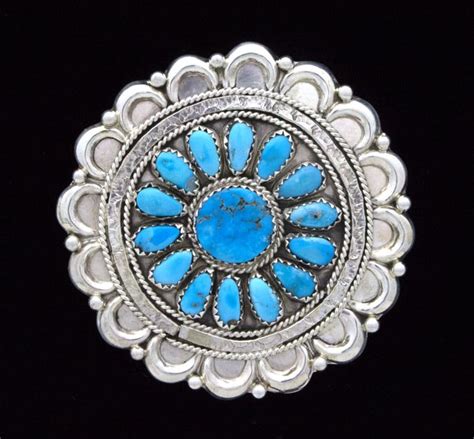 Navajo Natural Sleeping Beauty Turquoise Petit Point Cluster Pin