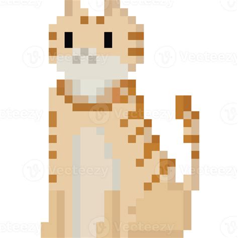 Pixel Art Sitting Ginger Cat Character 27190639 Png
