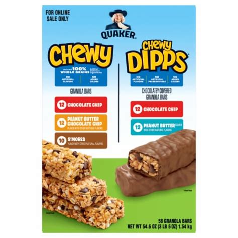 Quaker Chewy Granola Bars And Chewy Dipps Variety Pack 58 Ct 546 Oz