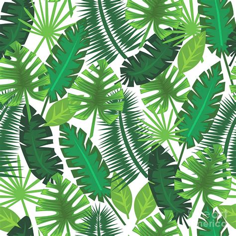 Tropical Leaves Seamless Pattern Digital Art By Vidoslava Fine Art
