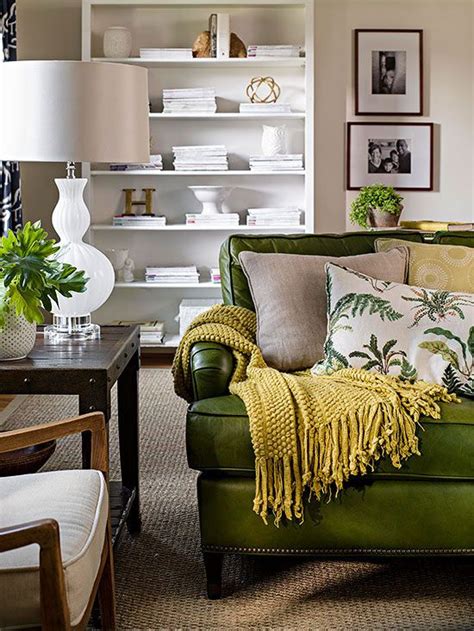 So Quick Decorating Tricks For An Instant Update Green Sofa Living