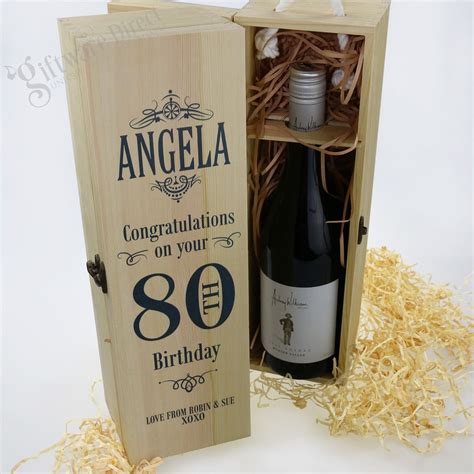 Personalised Wooden Wine Box Birthday Gift Present Packaging Unique