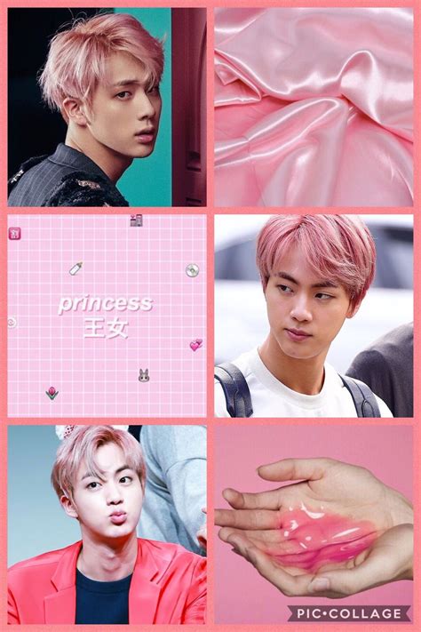 Jin Pink Aesthetic Pink Posters Kim Seokjin Pink Aesthetic