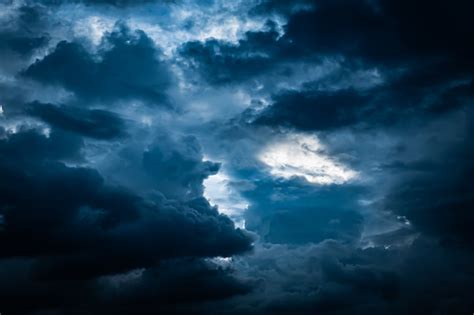 Dark Blue Storm Cloudy Sky Background Stock Photo Download Image Now