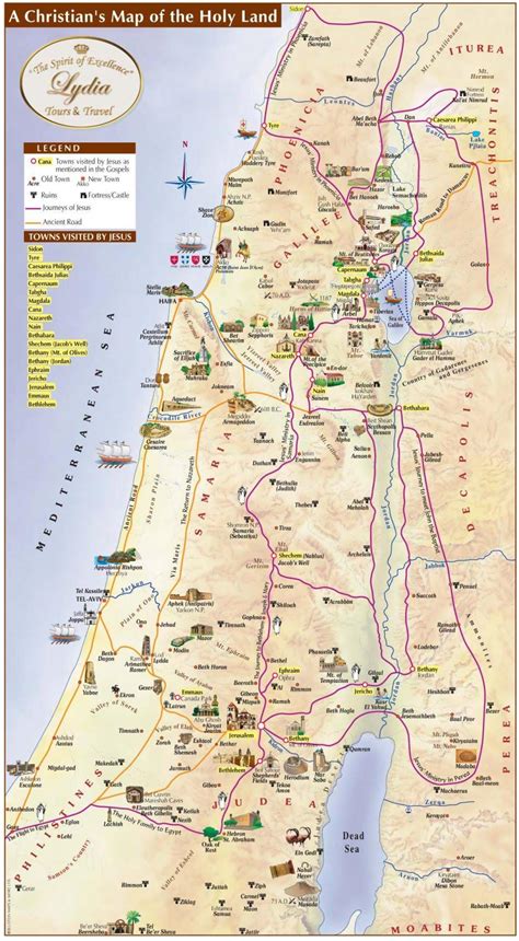 The Holy Land Map Jerusalem Holy Sites Map Israel