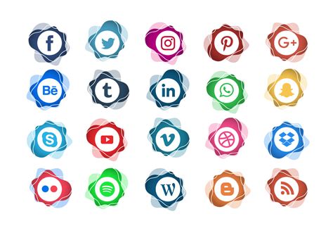 Abstract Stamp Social Media Icon Set Vector 230974 Vector Art At Vecteezy