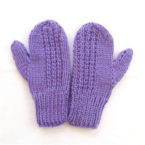 Womens Knit Mittens Purple Knitted Mittens Teens