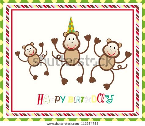 Happy Birthday Card Monkey Stock Vector Royalty Free 113354755