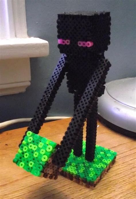 minecraft enderman 3 d perler bead statue 3d perler bead diy perler beads perler bead art